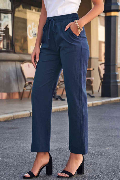 Elastic Waist Pants with Pockets