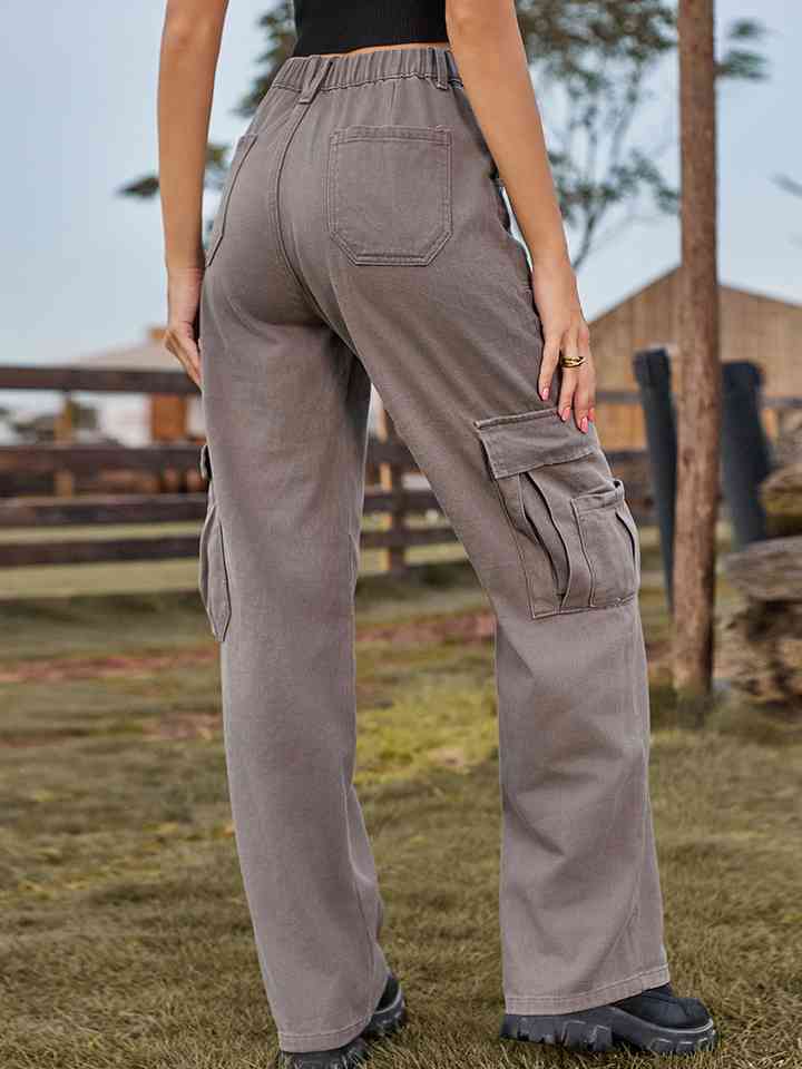 Pocketed Wide Leg Denim Pants