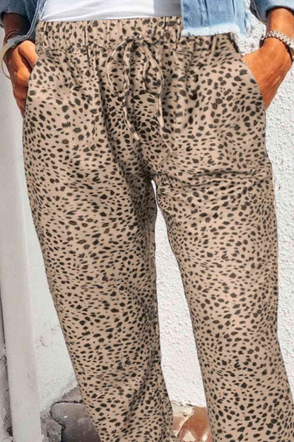 Leopard Pattern Pocketed Pants