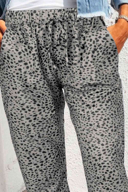 Leopard Pattern Pocketed Pants