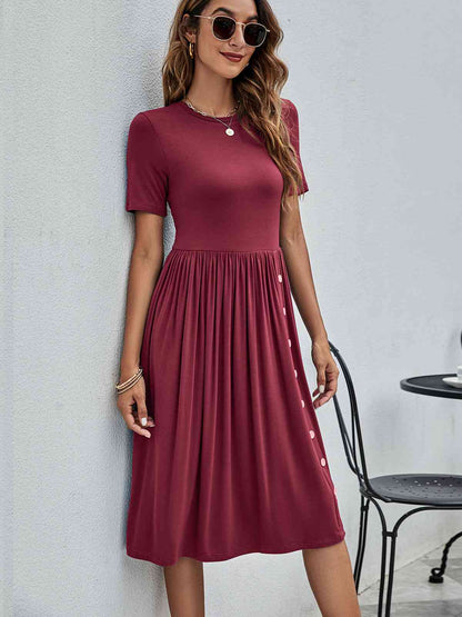Button Detail Dress with Pockets
