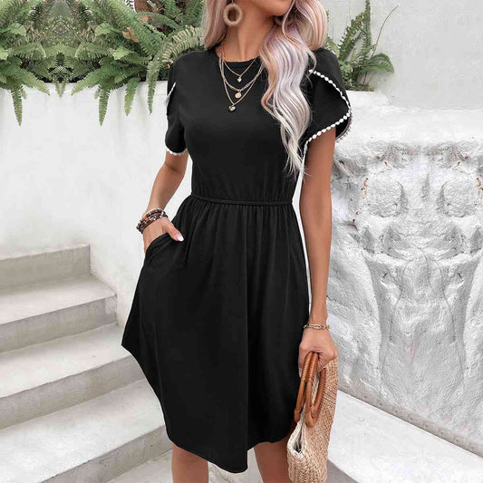 Petal Sleeve Dress with Pockets