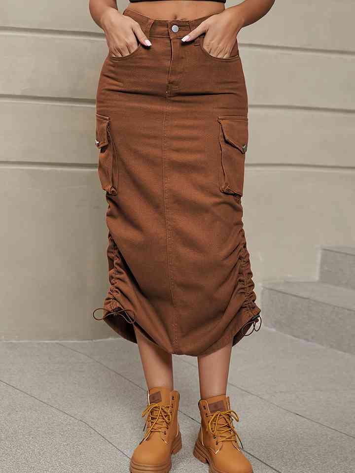 Denim Skirt with Pockets
