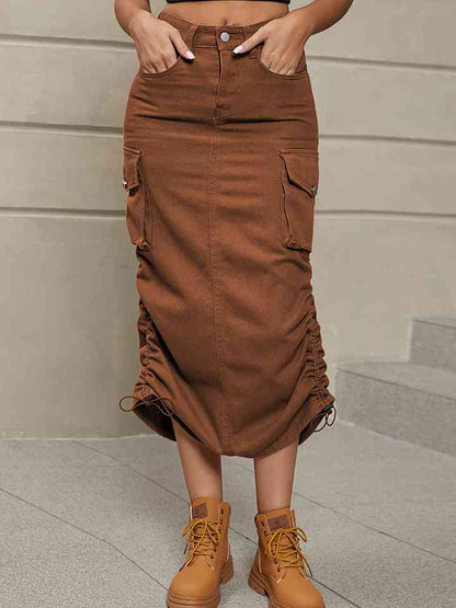 Denim Skirt with Pockets