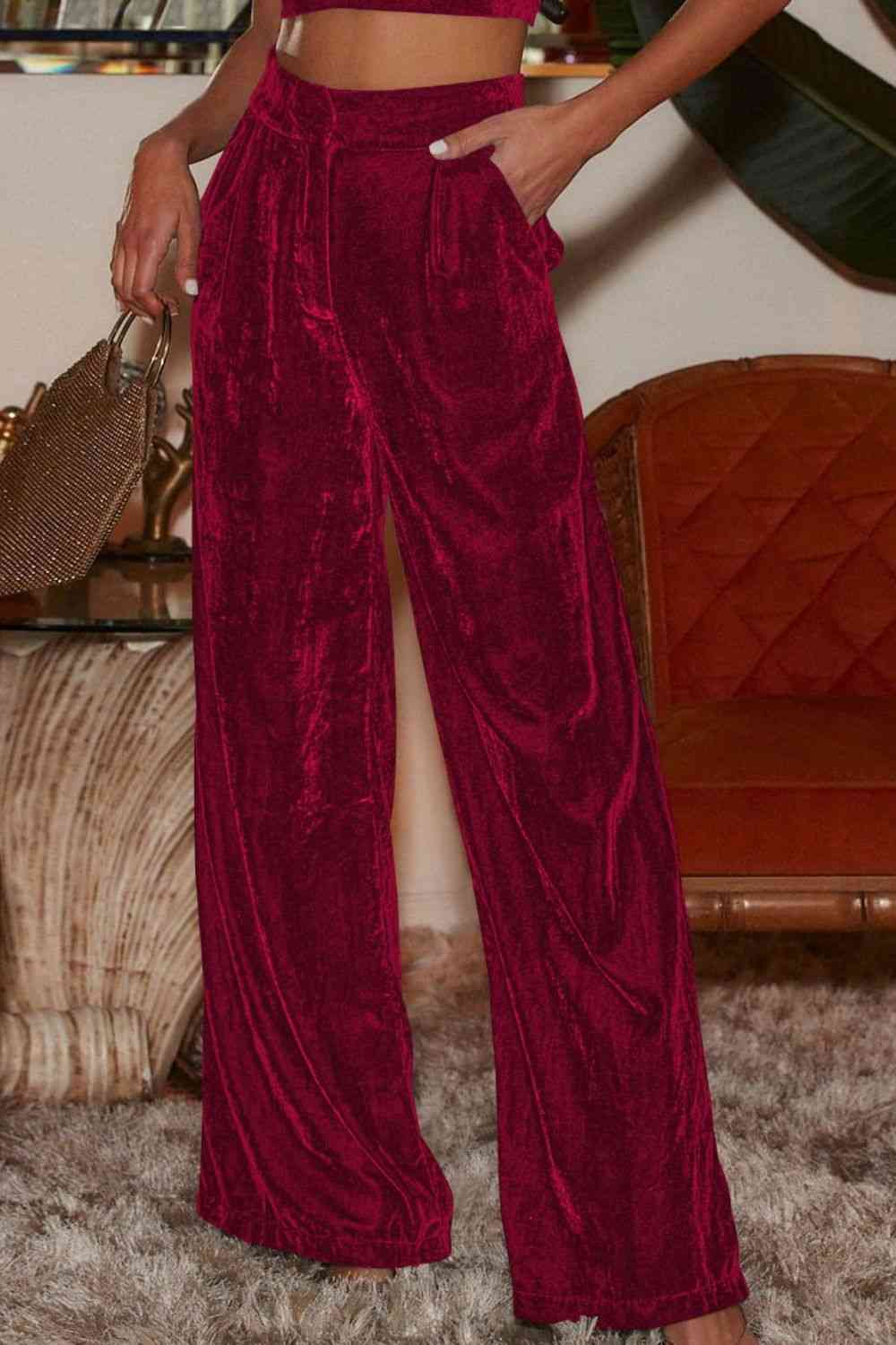 Loose Fit High Waist Pants with Pockets