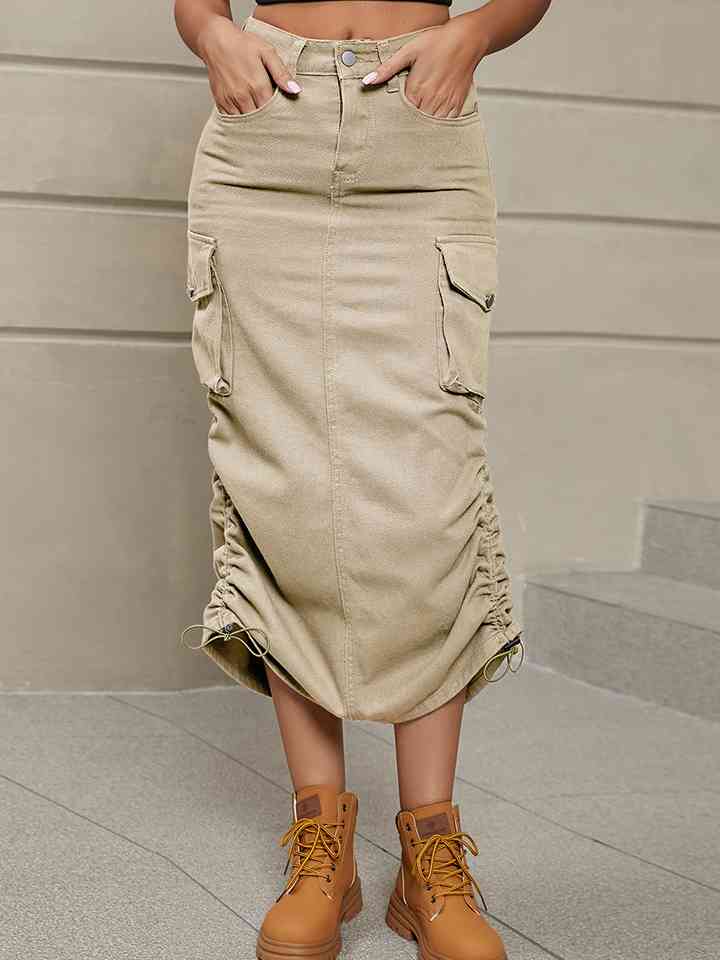 Denim Skirt with Pockets