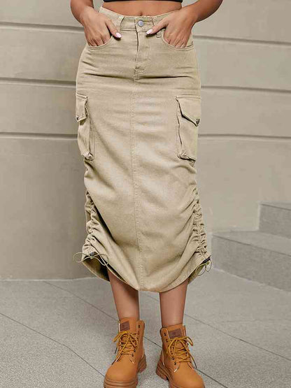 Denim Skirt with Pockets