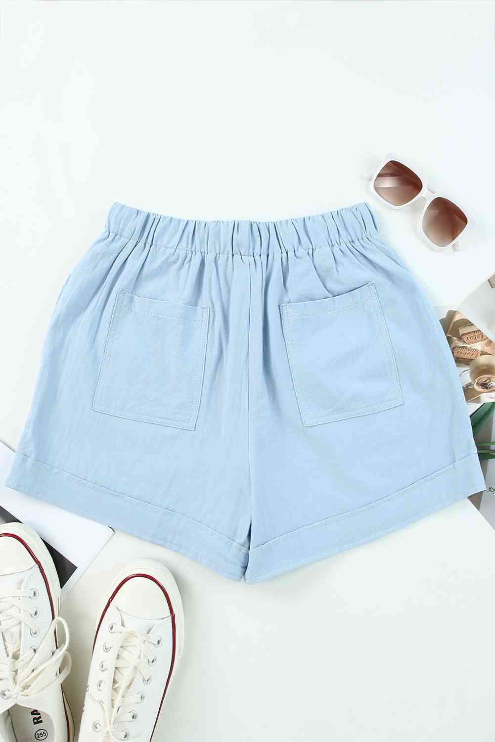 Drawstring Elastic Waist Shorts with Pockets