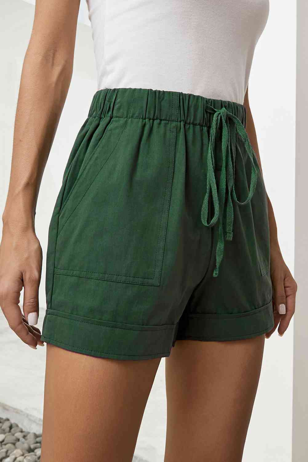 Drawstring Elastic Waist Shorts with Pockets