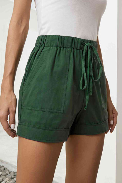 Drawstring Elastic Waist Shorts with Pockets
