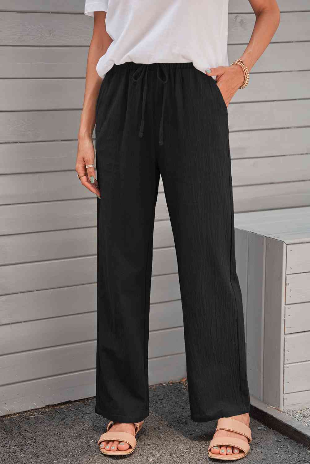 Elastic Waist Pants with Pockets