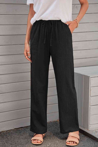 Elastic Waist Pants with Pockets