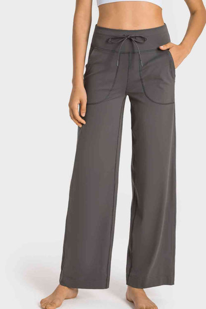 Wide Leg Sports Pants with Pockets
