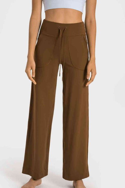 Wide Leg Sports Pants with Pockets