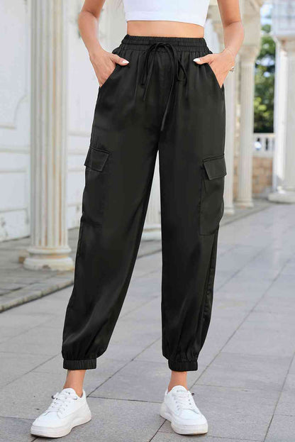 Tie Waist Pocketed Pants