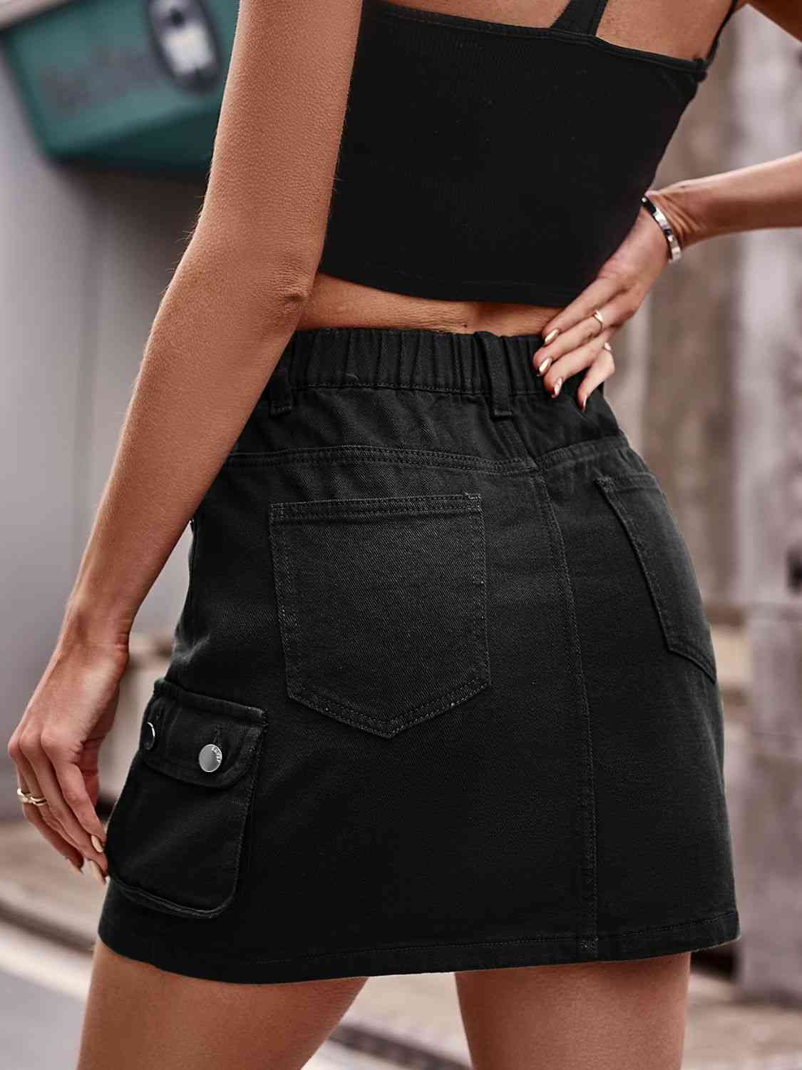 Denim Skirt with Pockets