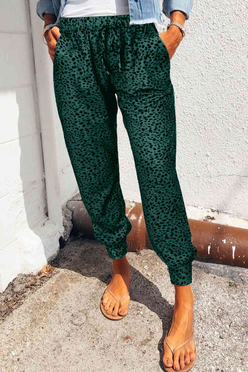 Leopard Pattern Pocketed Pants