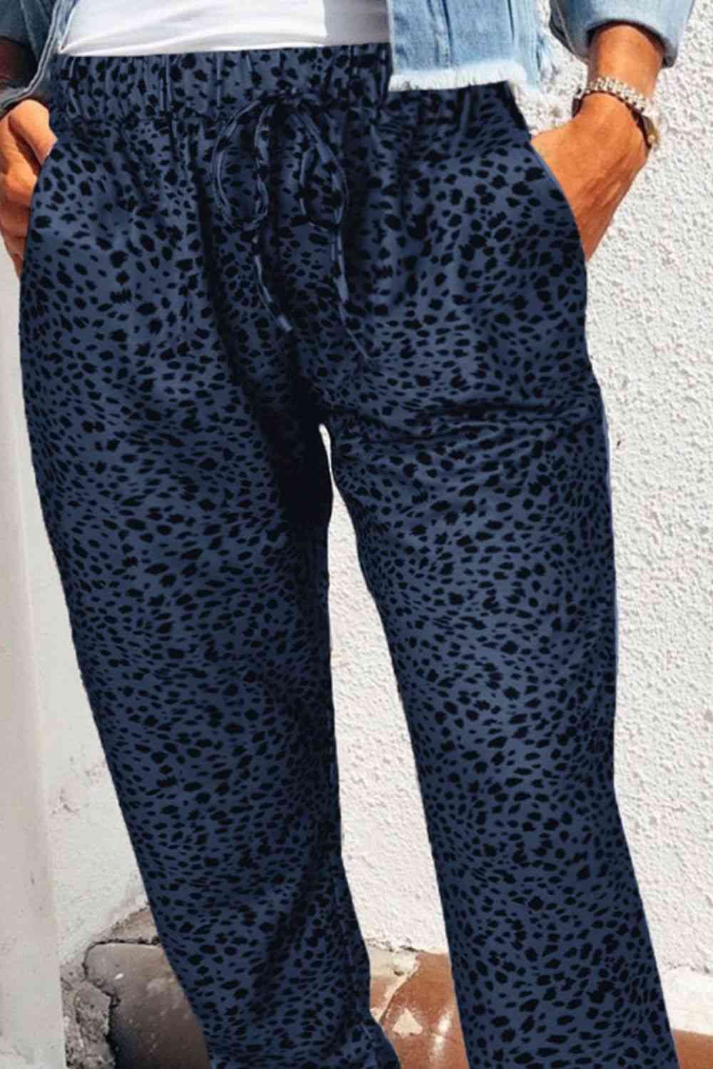 Leopard Pattern Pocketed Pants