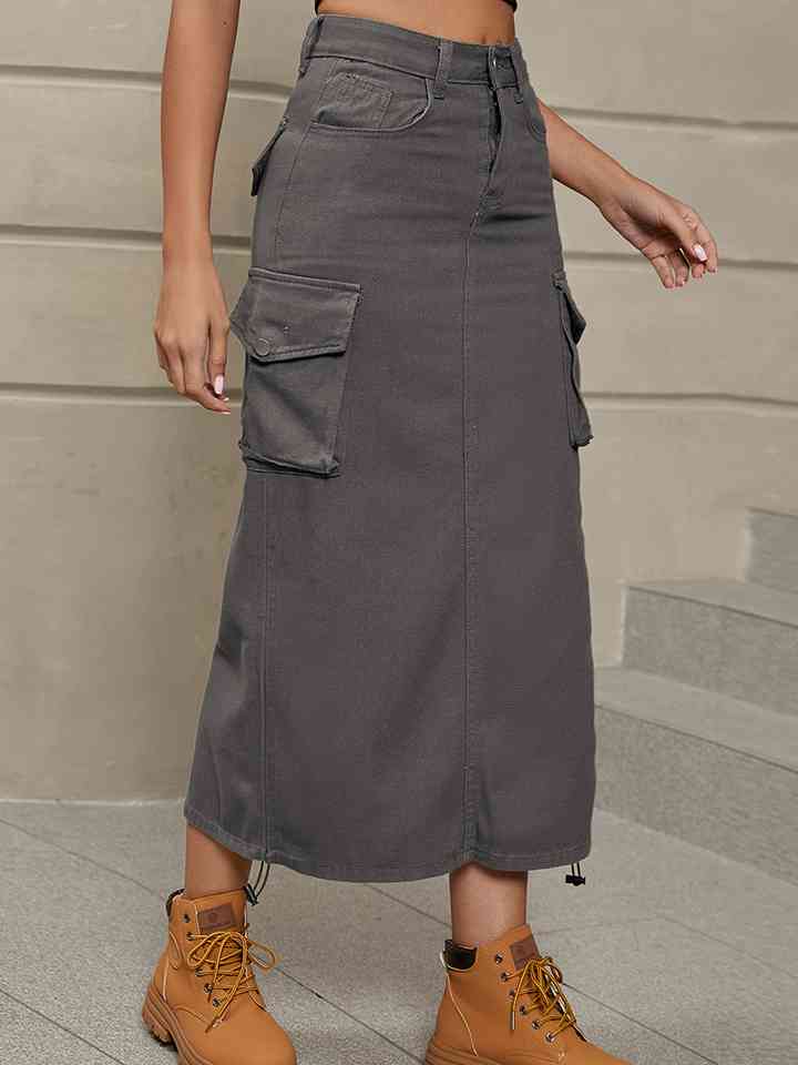 Denim Skirt with Pockets