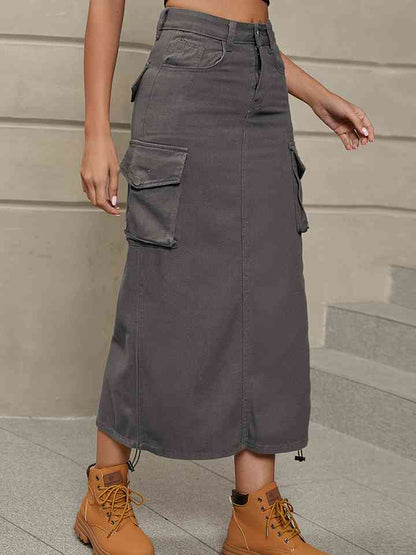 Denim Skirt with Pockets
