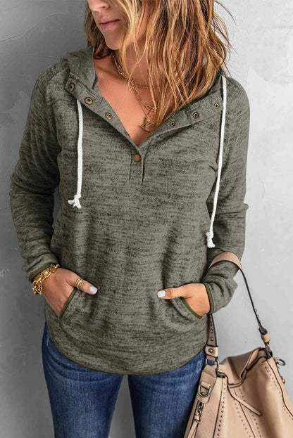Hooded Long Sleeve Top with Pockets
