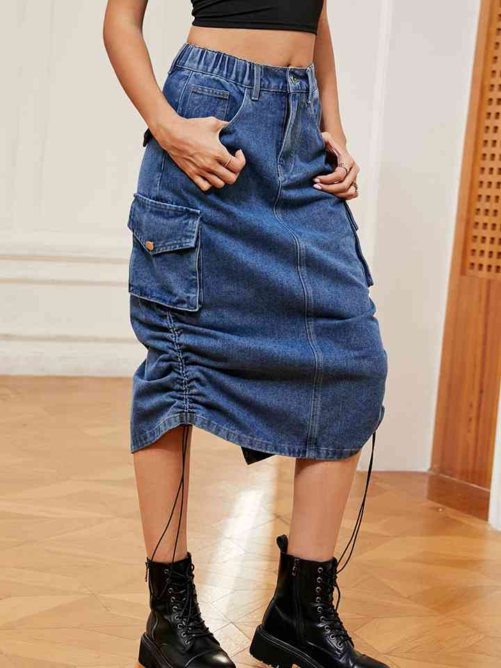 Denim Skirt with Pockets