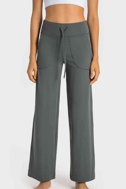 Wide Leg Sports Pants with Pockets