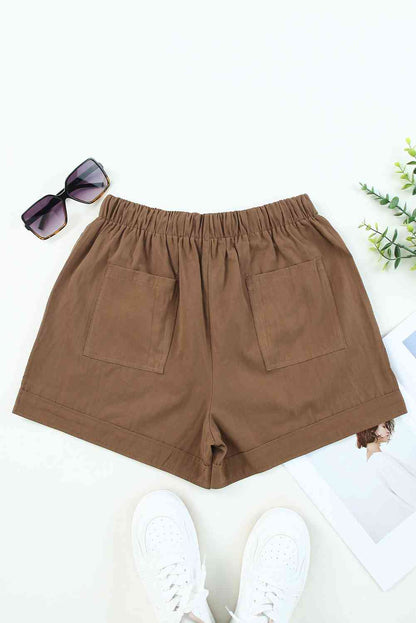 Drawstring Elastic Waist Shorts with Pockets