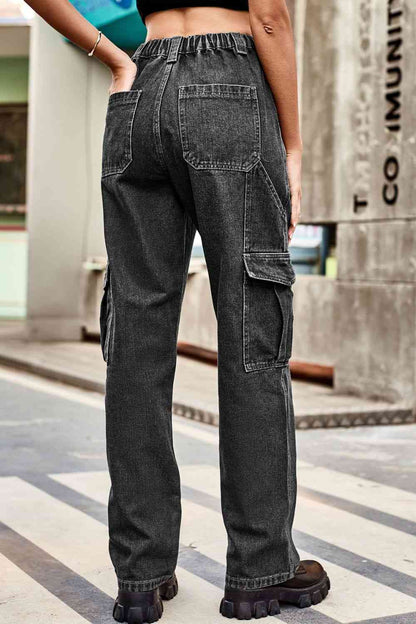 Loose Fit Denim Pants with Pockets
