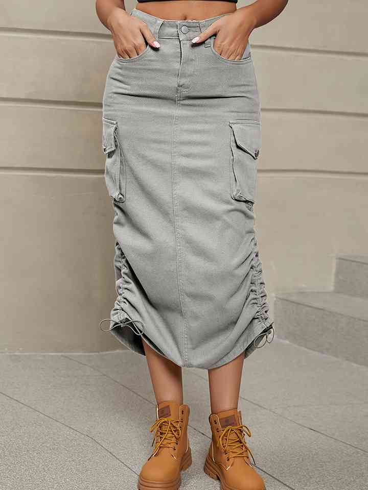 Denim Skirt with Pockets