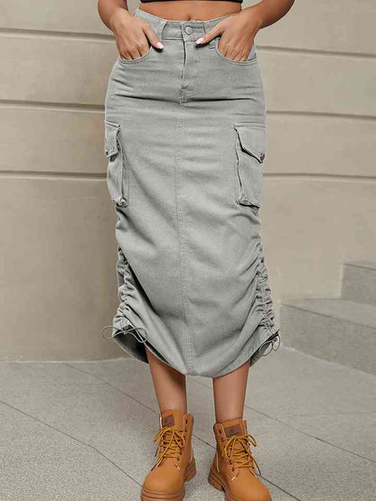Denim Skirt with Pockets