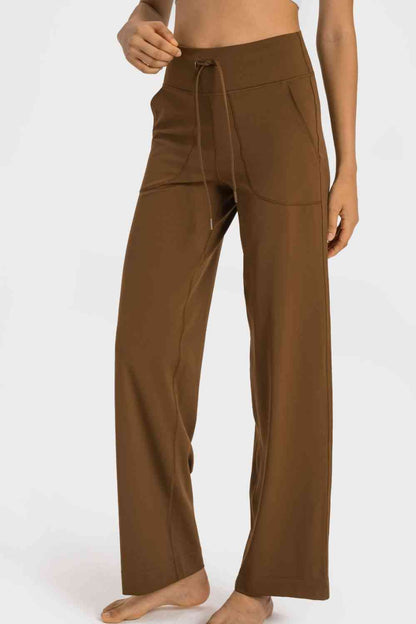 Wide Leg Sports Pants with Pockets