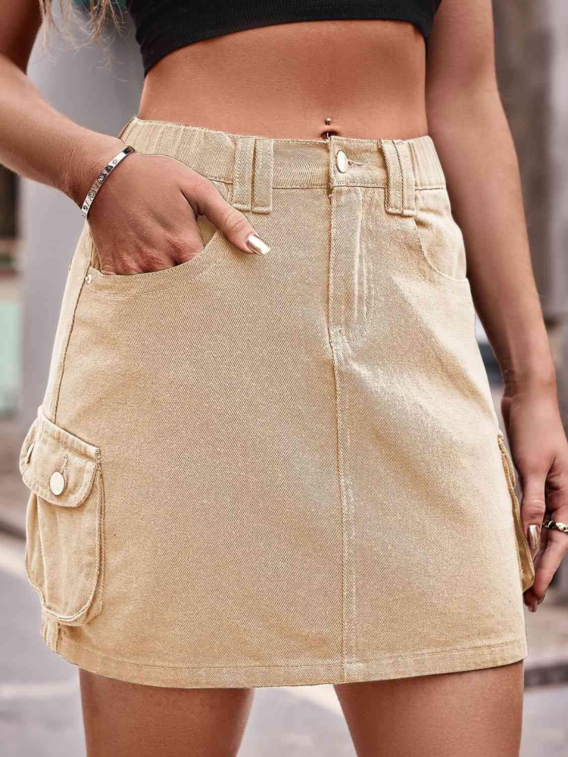 Denim Skirt with Pockets