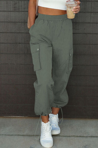 Elastic Waist Pants with Pockets