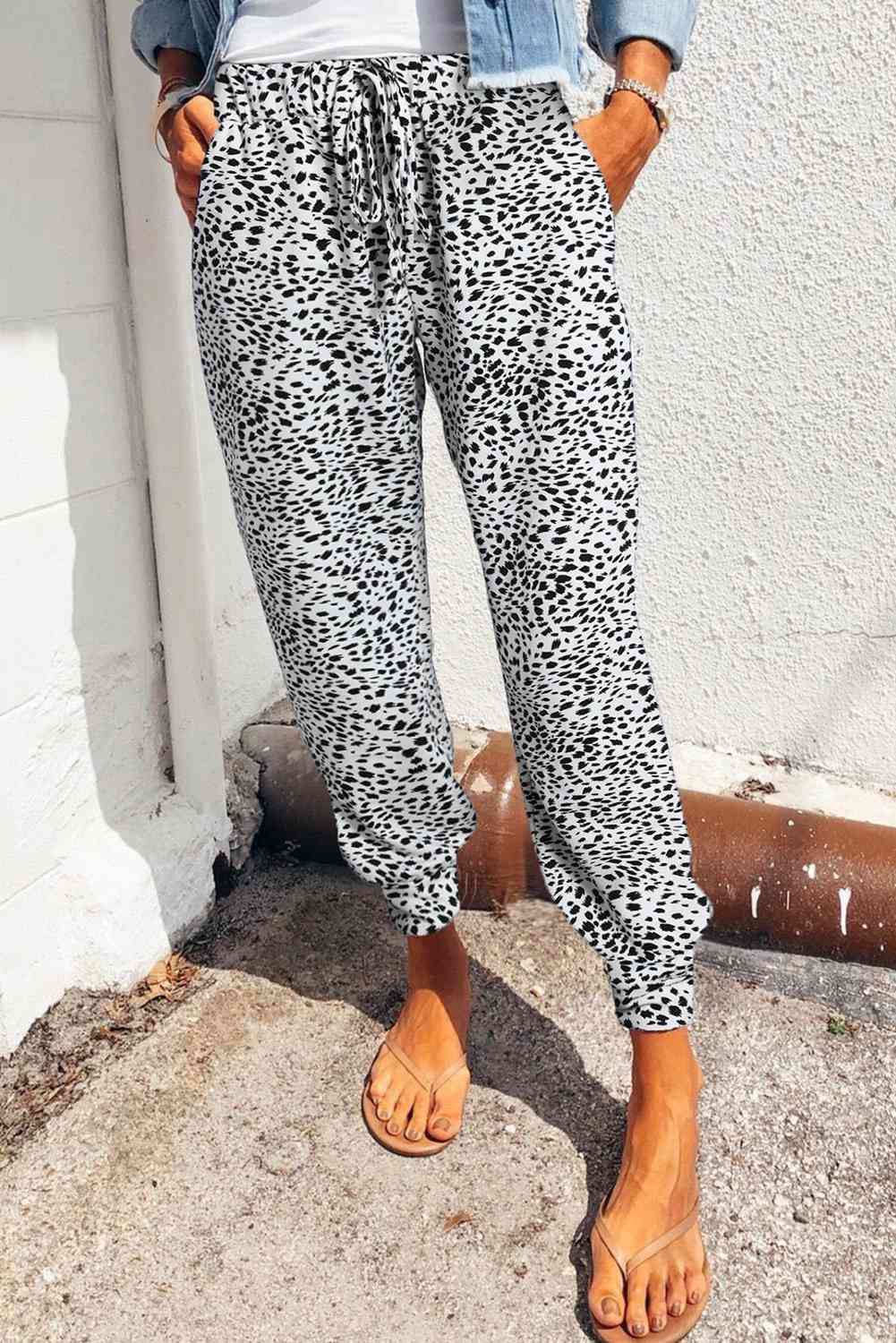 Leopard Pattern Pocketed Pants
