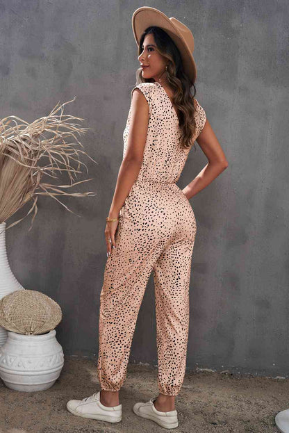 Animal Print Jogger Jumpsuit with Pockets