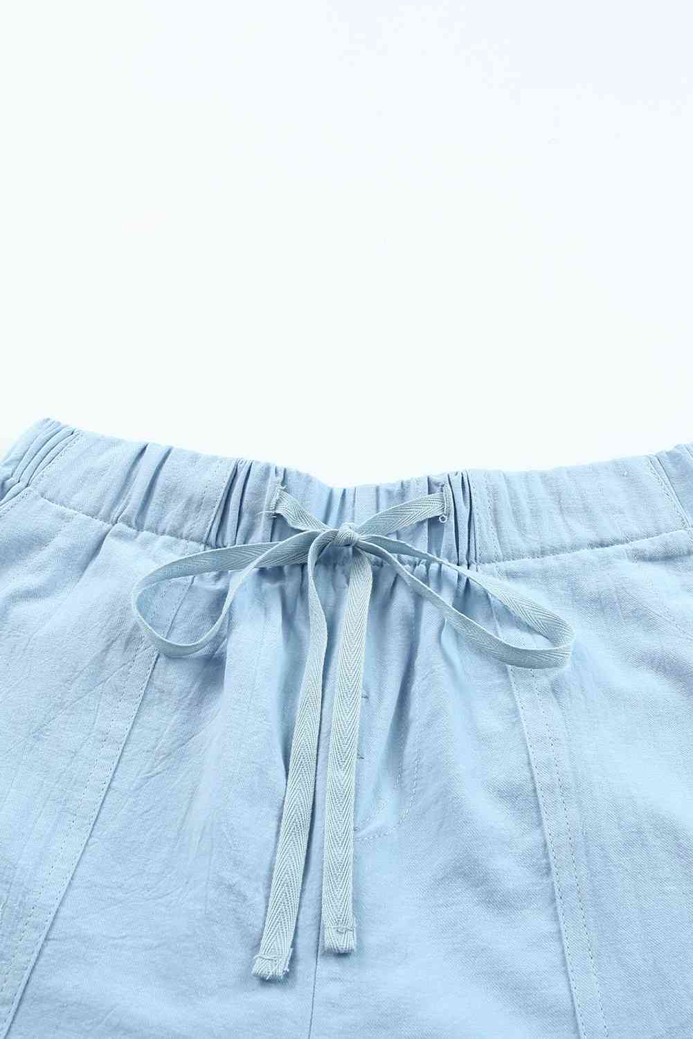 Drawstring Elastic Waist Shorts with Pockets