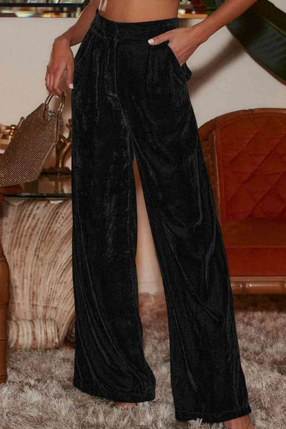 Loose Fit High Waist Pants with Pockets