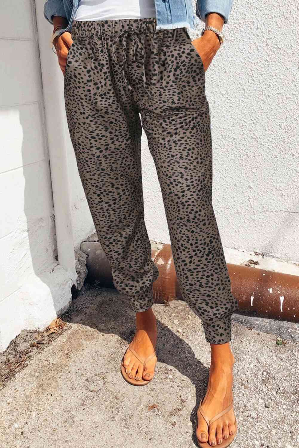Leopard Pattern Pocketed Pants