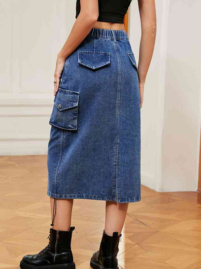 Denim Skirt with Pockets