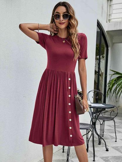 Button Detail Dress with Pockets