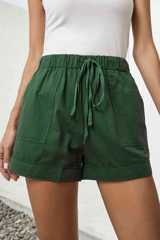 Drawstring Elastic Waist Shorts with Pockets