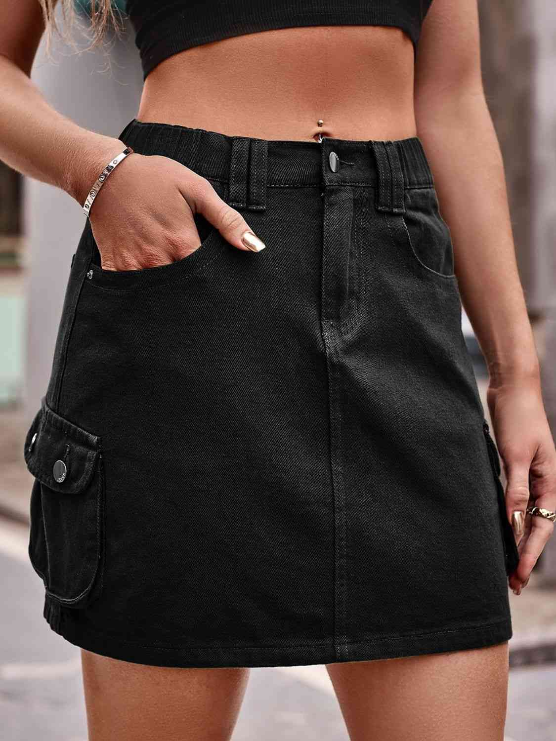 Denim Skirt with Pockets