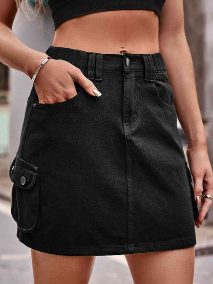 Denim Skirt with Pockets