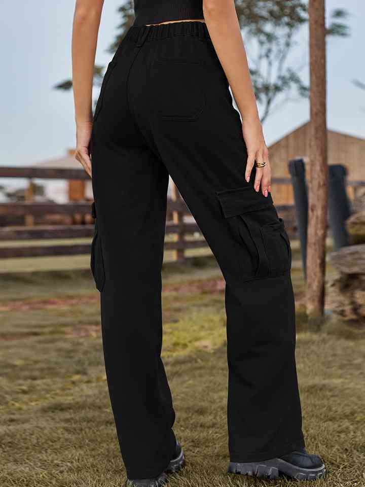 Pocketed Wide Leg Denim Pants