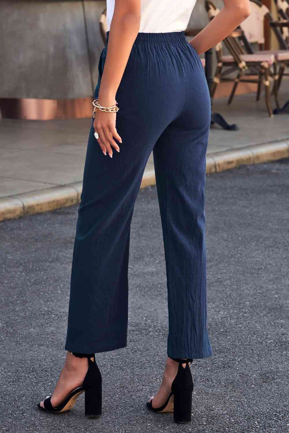 Elastic Waist Pants with Pockets