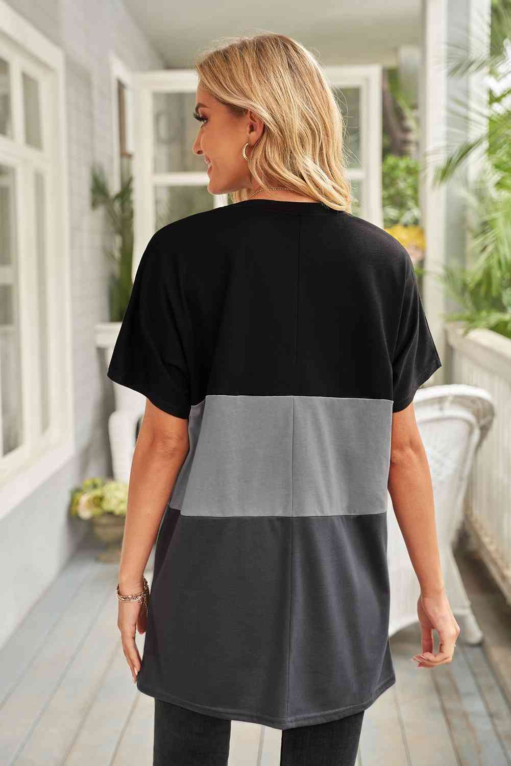 Color Block Top with Pockets