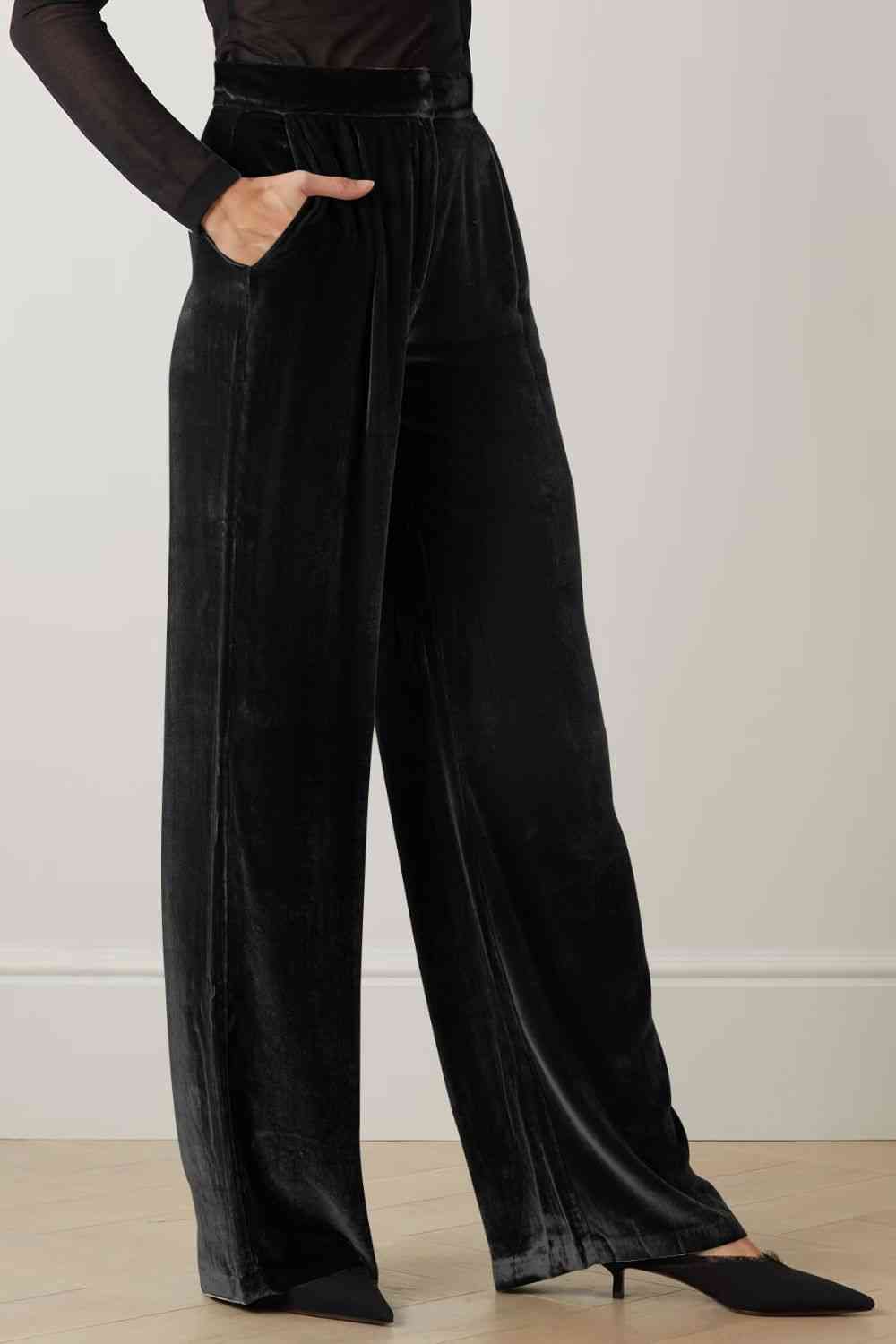 Loose Fit High Waist Pants with Pockets