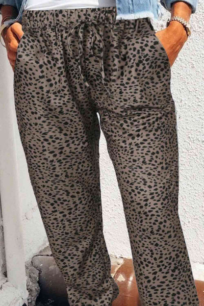 Leopard Pattern Pocketed Pants
