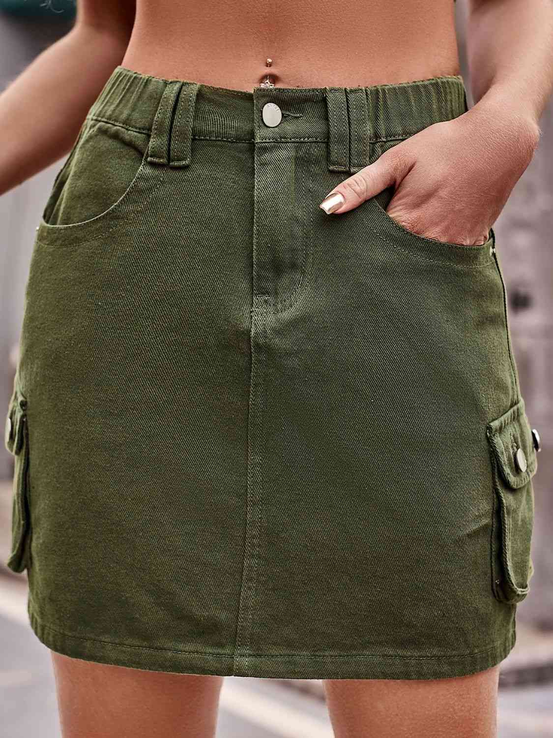 Denim Skirt with Pockets